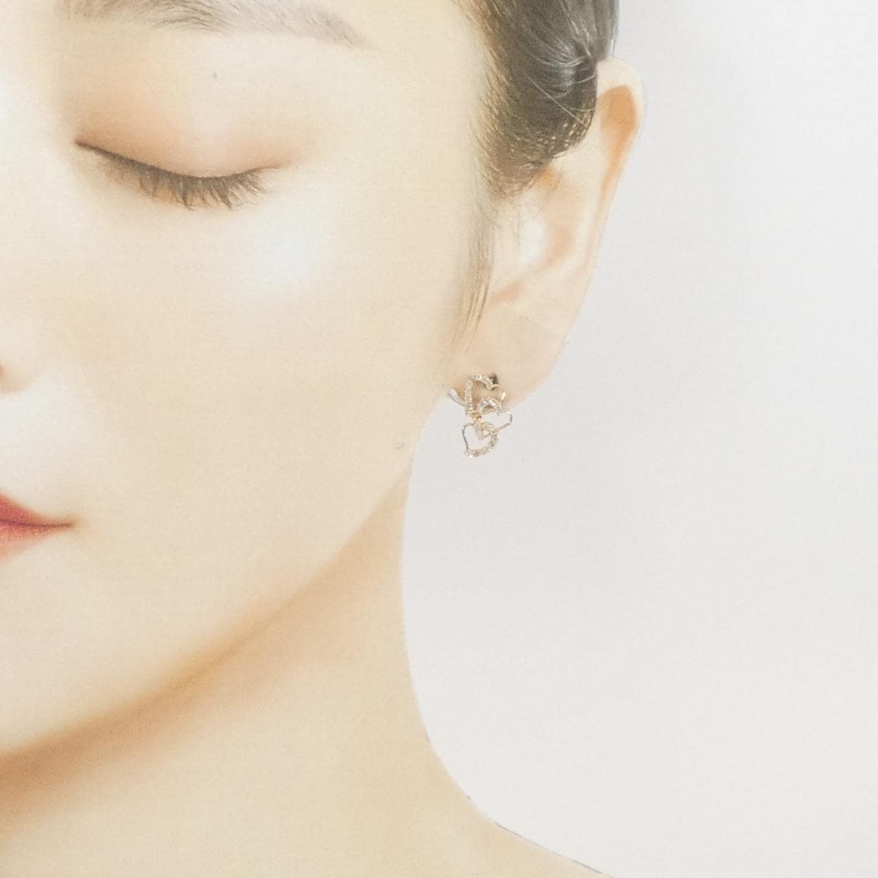 K18PG ハート ダイヤモンド ピアス 0.4CT