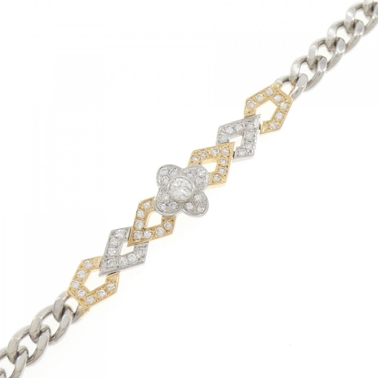 K18YG/K18WG フラワー ダイヤモンド ブレスレット 0.90CT