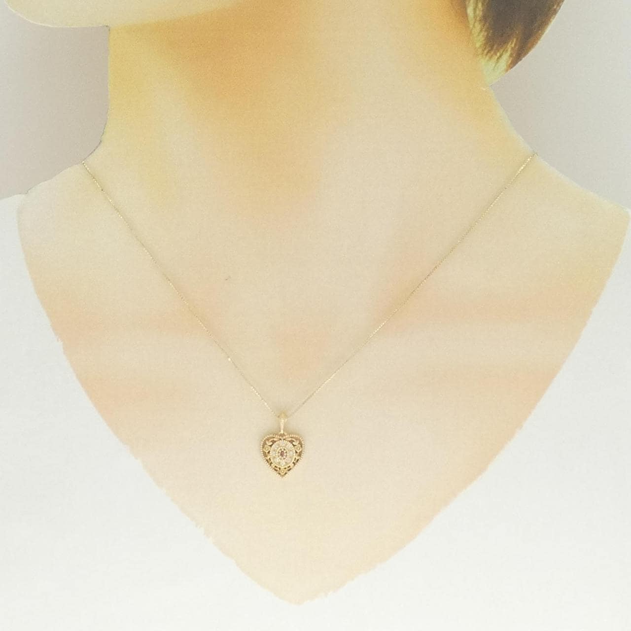 K10YG ハート トルマリン ネックレス