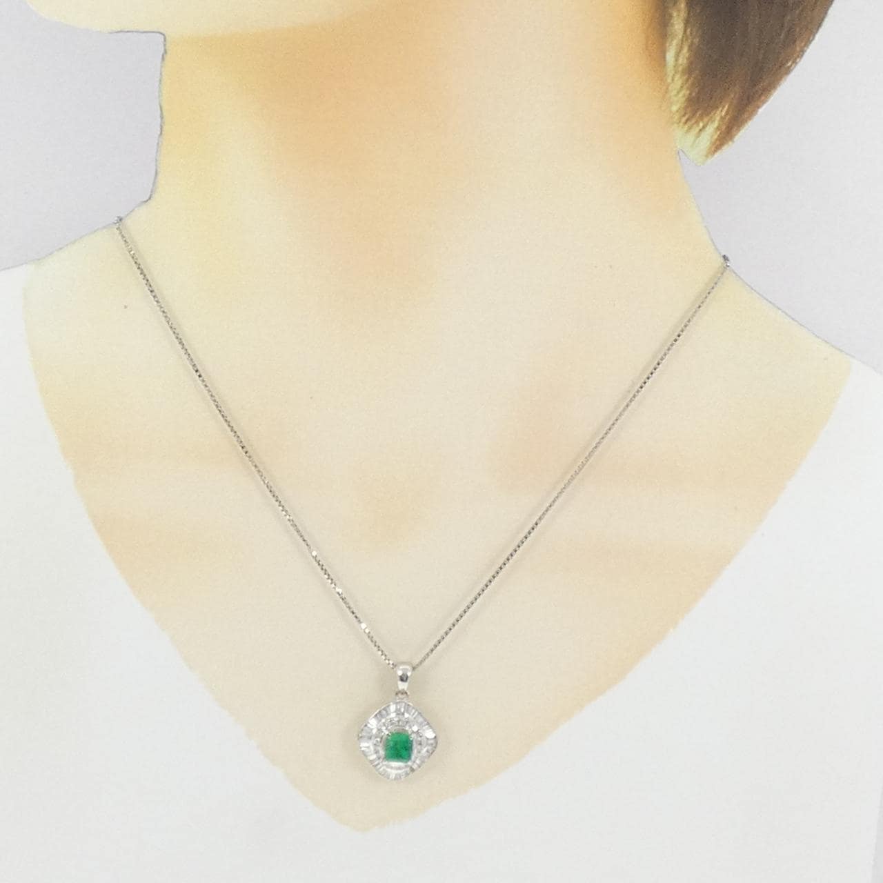 PT900/PT850 エメラルド ネックレス 0.96CT