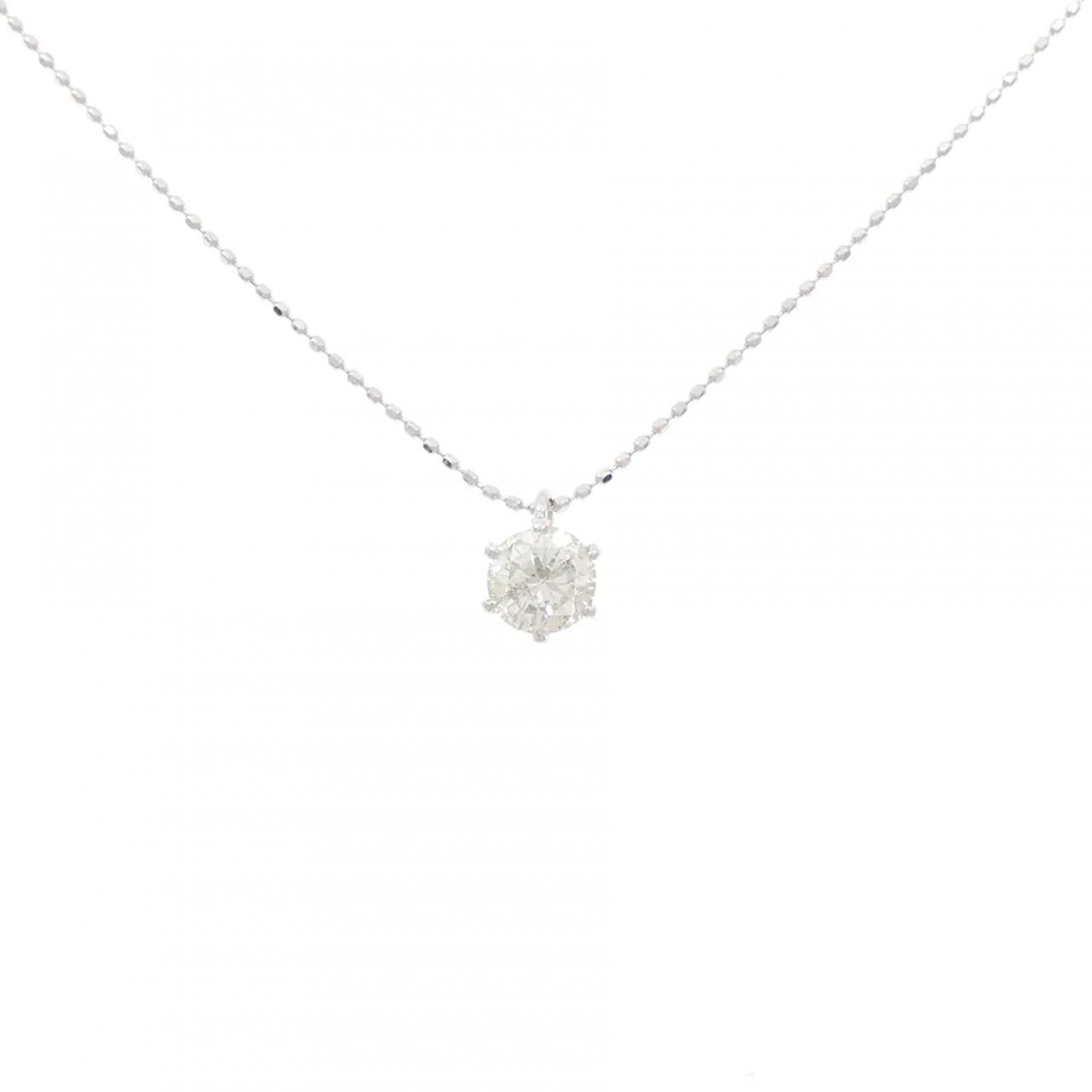 PT900/K18WG ソリティア ダイヤモンド ネックレス 0.448CT