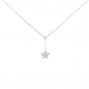 K18WG フラワー ダイヤモンド ネックレス 0.16CT