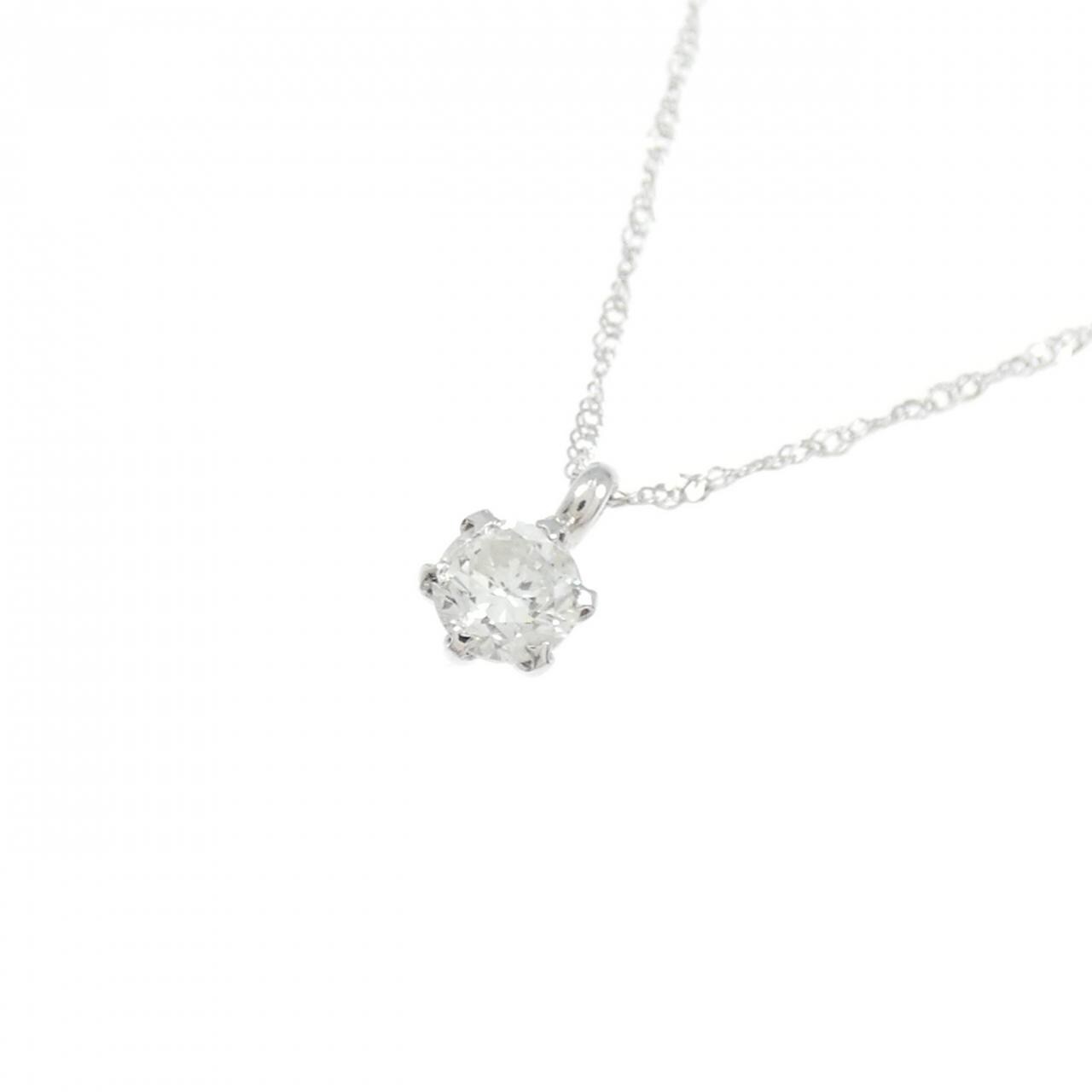 K18WG/750WG ソリティア ダイヤモンド ネックレス 0.2CT