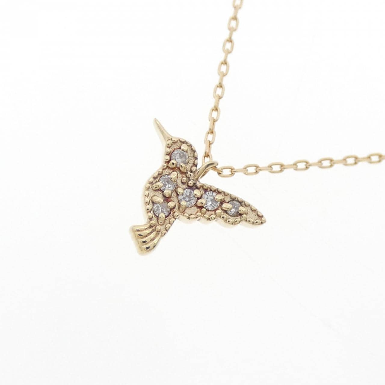 K10YG バード ダイヤモンド ネックレス 0.03CT