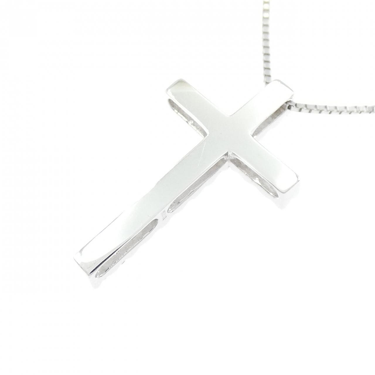 K18WG クロス ダイヤモンド ネックレス 0.30CT