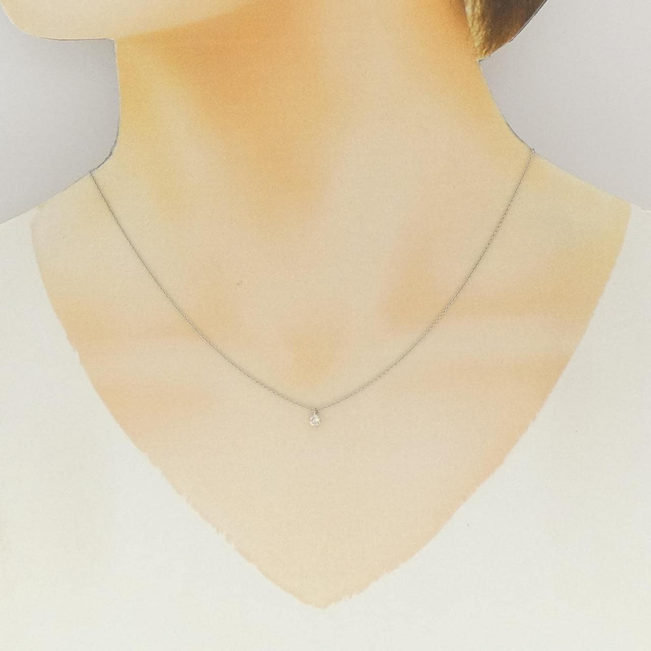 PT900/PT850 ソリティア ダイヤモンド ネックレス 0.12CT