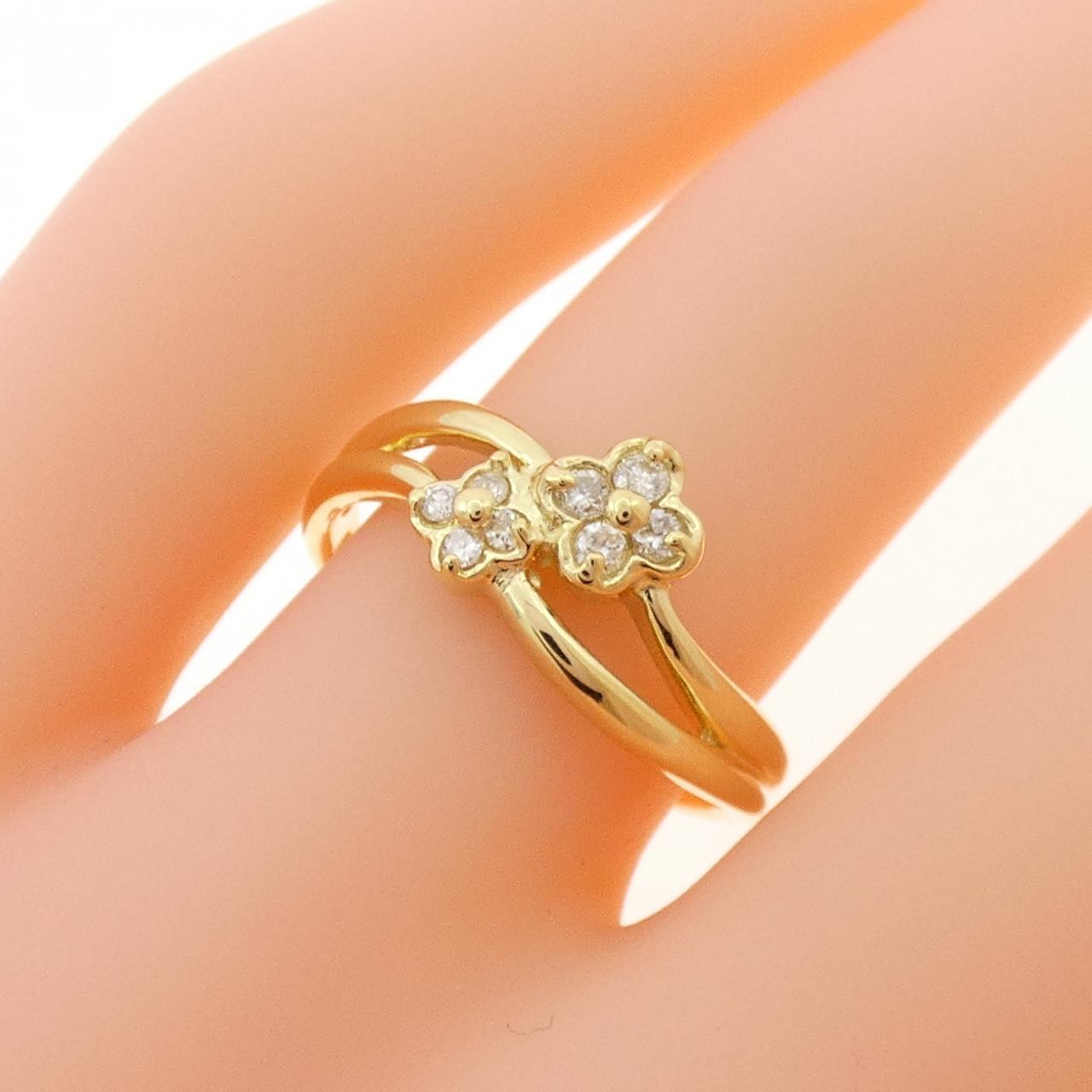 K18YG フラワー ダイヤモンド リング 0.10CT