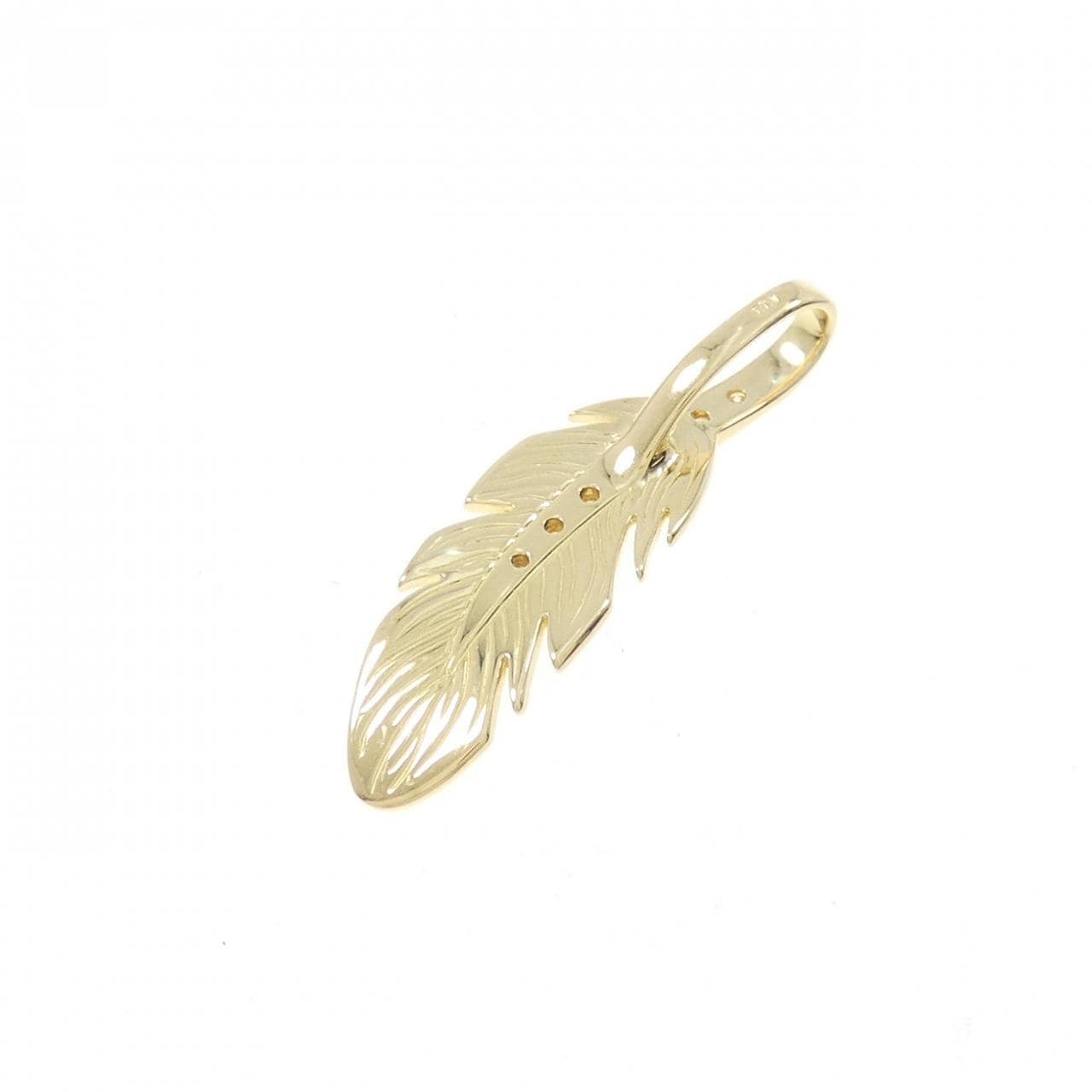 K18YG Diamond Feather Diamond Pendant