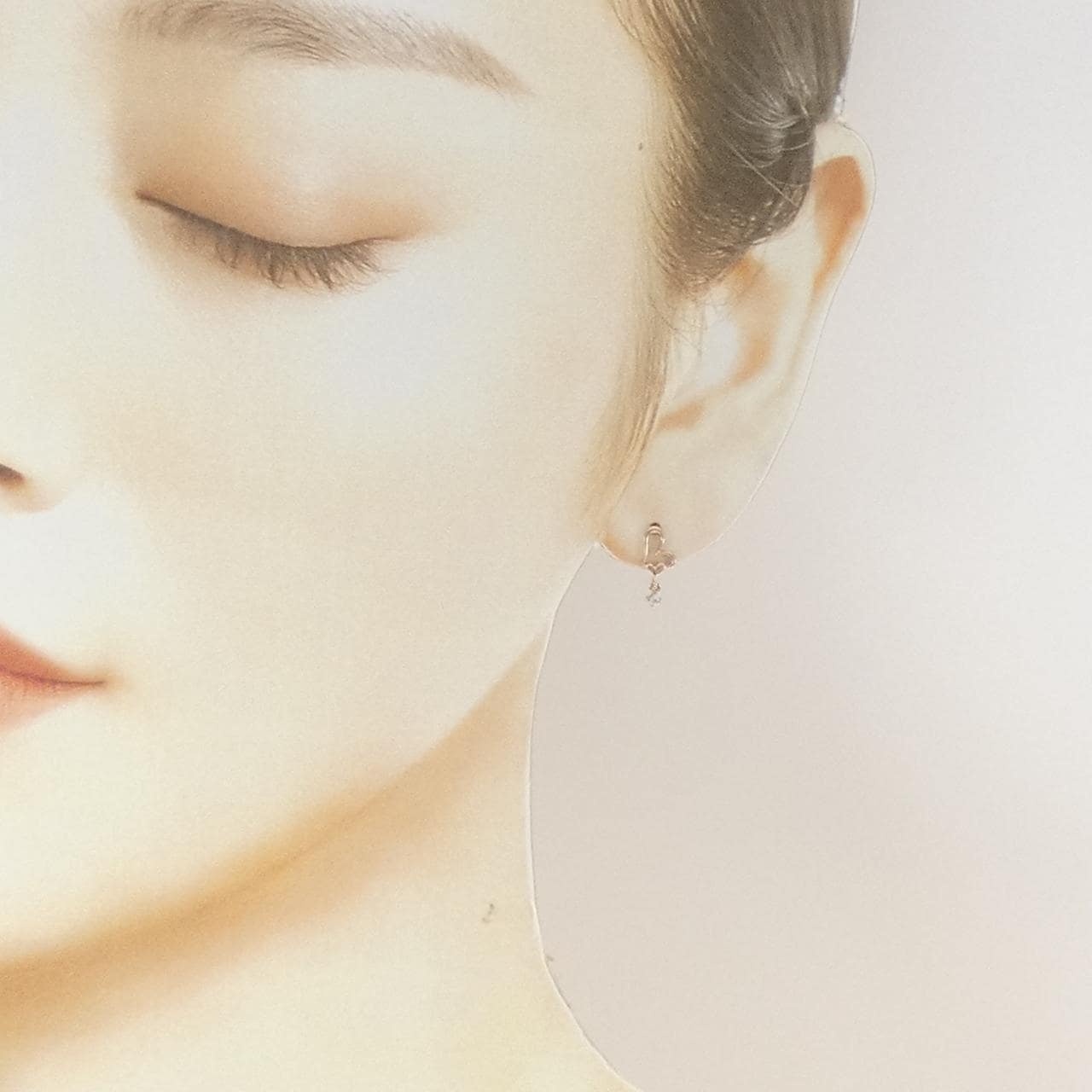 K10PG ハート ダイヤモンド ピアス