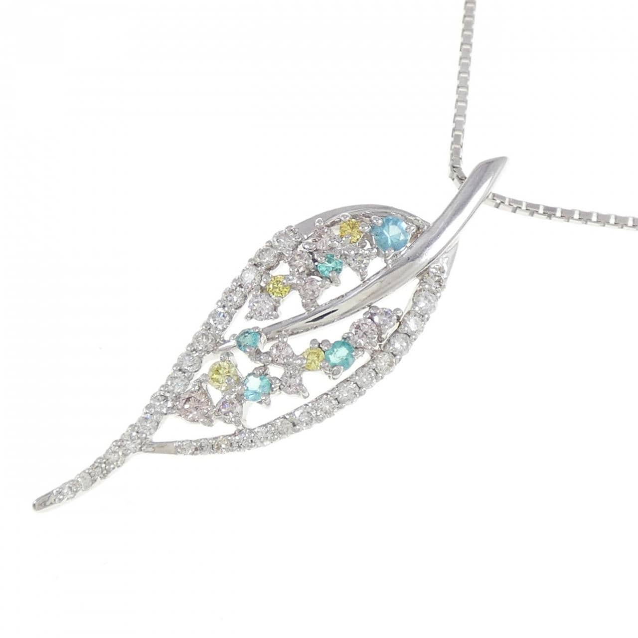 K18WG リーフ トルマリン ネックレス 0.14CT
