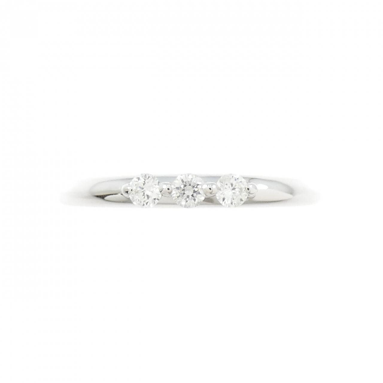 K18WG スリーストーン ダイヤモンド リング 0.15CT