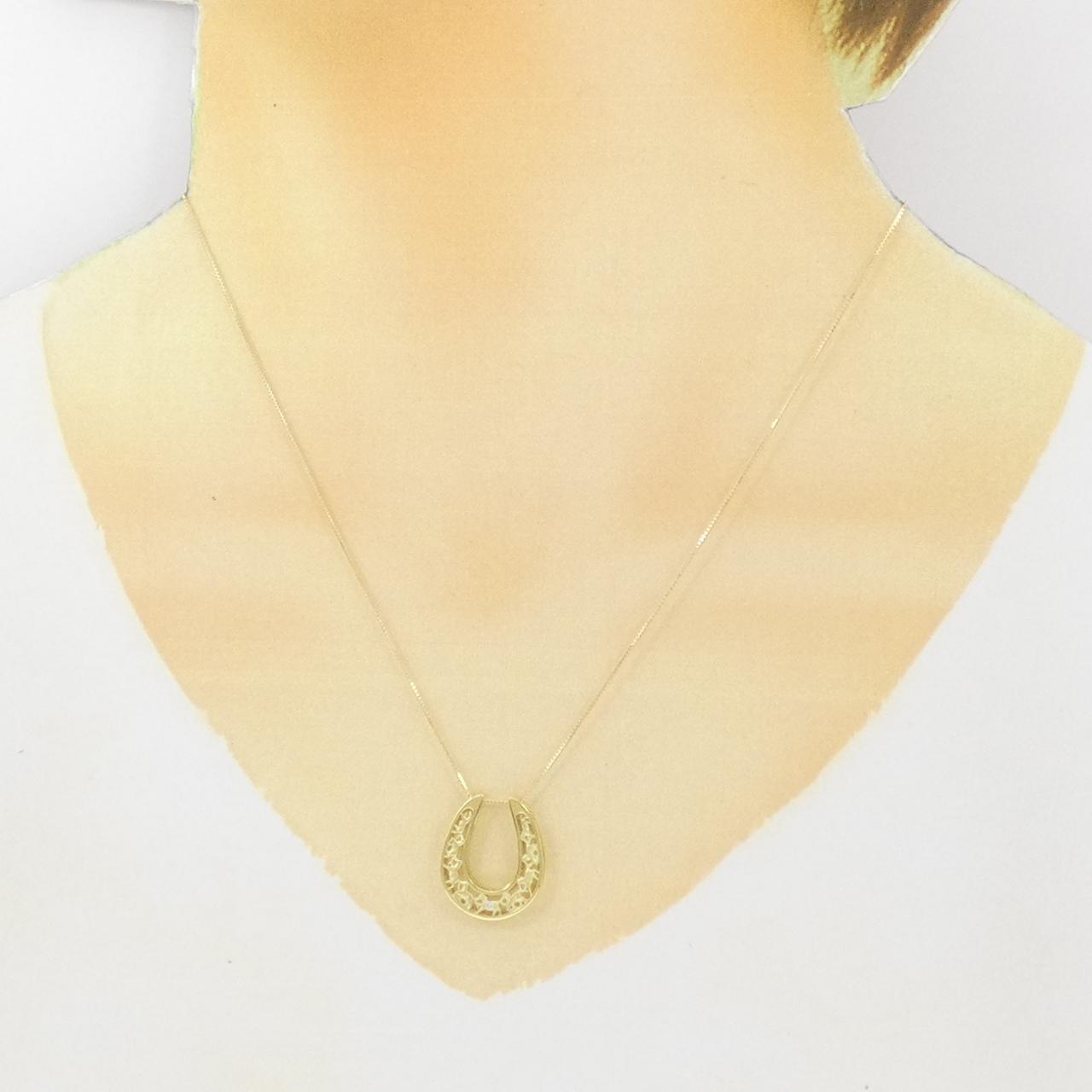 【新品】K18YG ホースシュー ダイヤモンド ネックレス 0.01CT