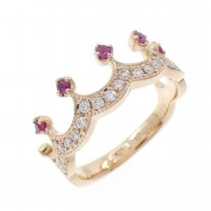 K18PG クラウン ルビー リング 0.10CT