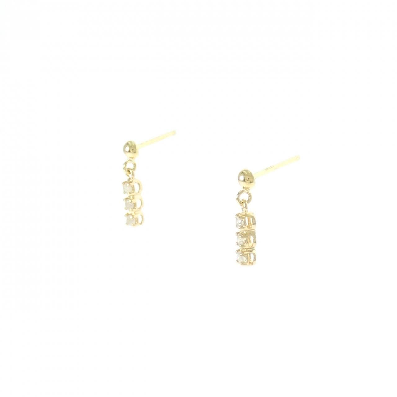 K18YG スリーストーン ダイヤモンド ピアス 0.10CT