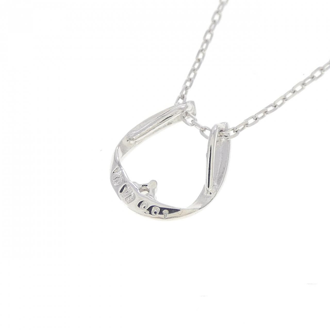 K10WG ホースシュー ダイヤモンド ネックレス 0.01CT