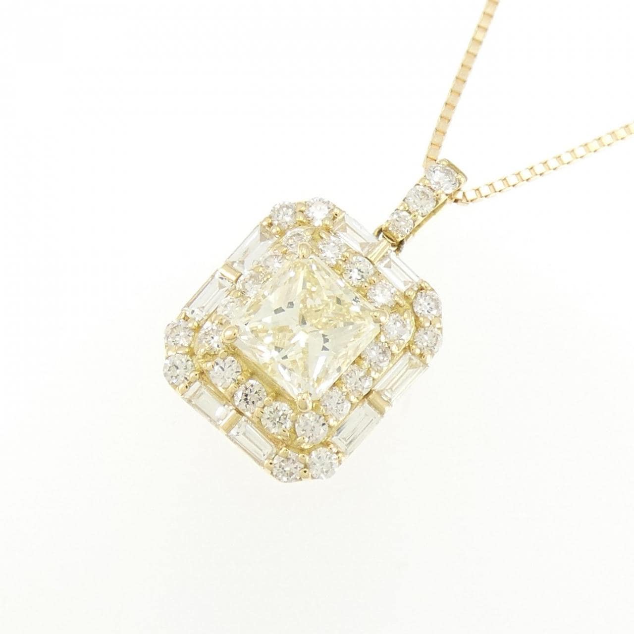 【新品】K18YG ダイヤモンド ネックレス 1.025CT LY SI1 ファンシーカット