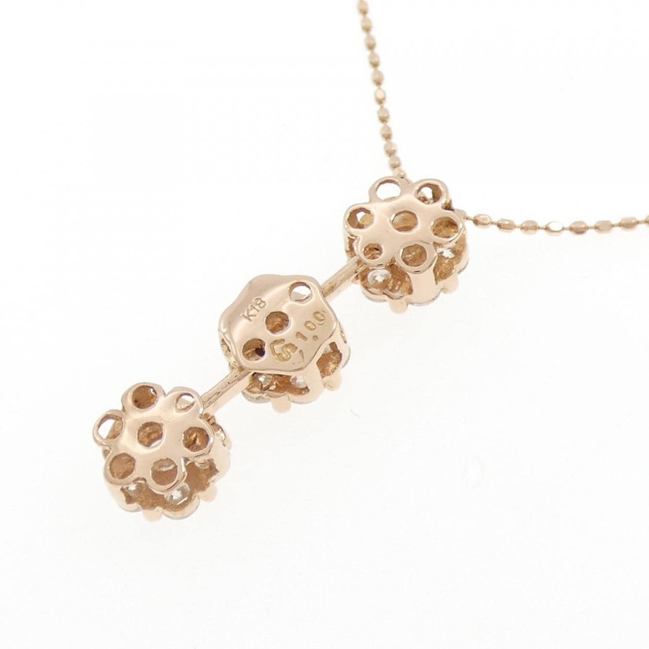 K18PG フラワー ダイヤモンド ネックレス 1.00CT