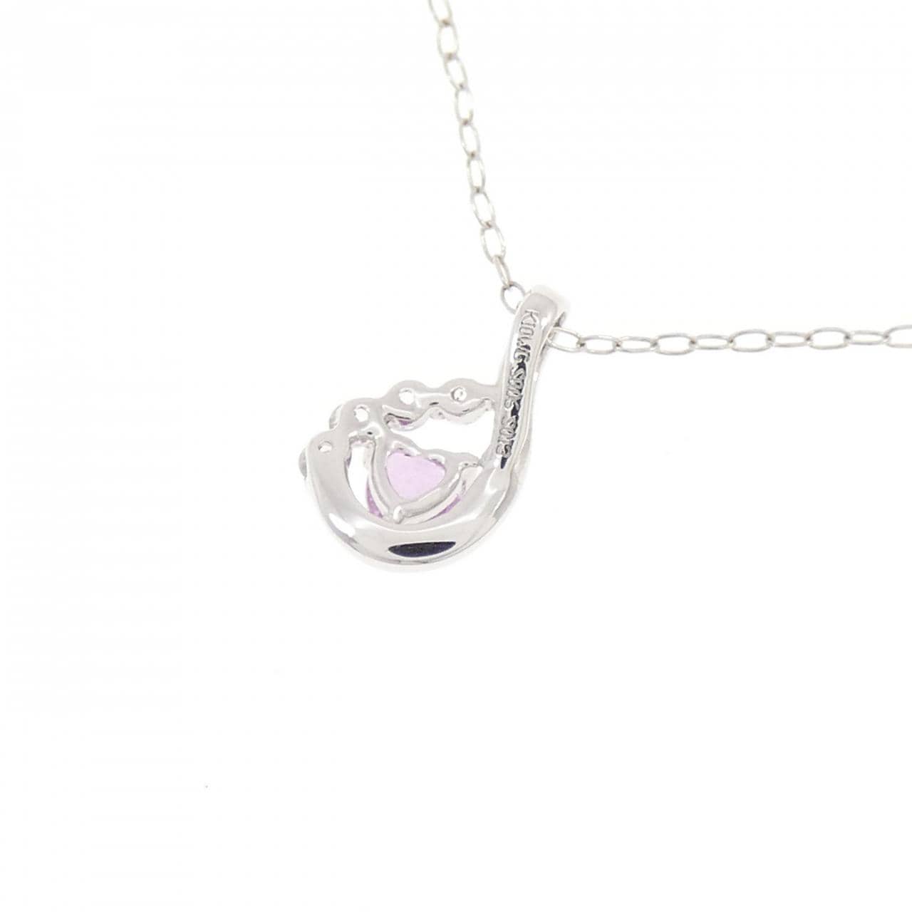 K10WG ハート サファイヤ ネックレス 0.13CT
