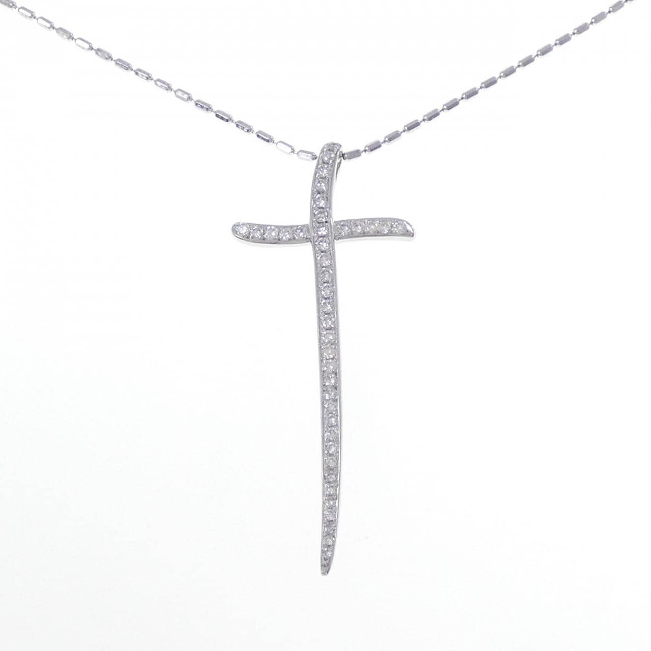 K18WG クロス ダイヤモンド ネックレス 1.00CT