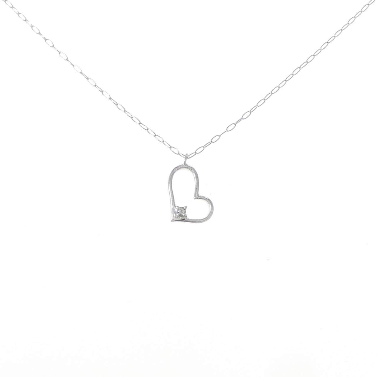 K10WG ハート ダイヤモンド ネックレス