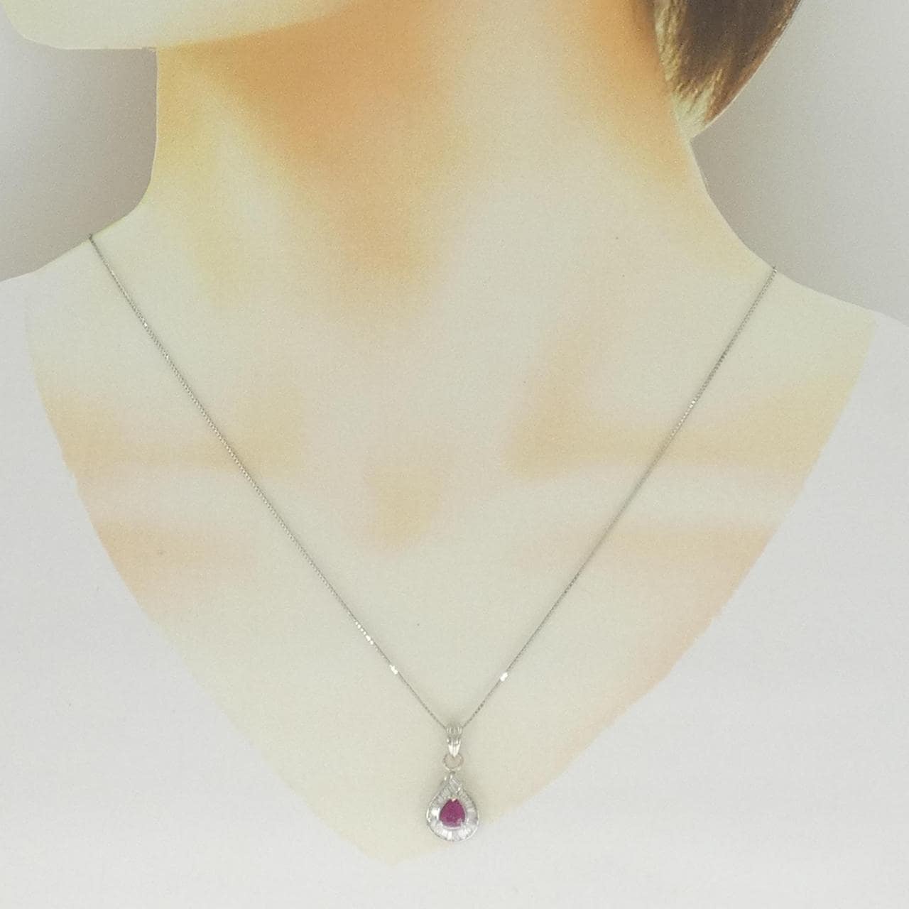PT900/PT850 ルビー ネックレス 0.79CT