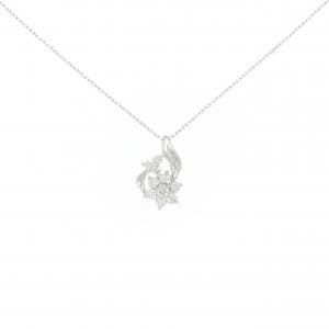 K18WG フラワー ダイヤモンド ネックレス 0.30CT