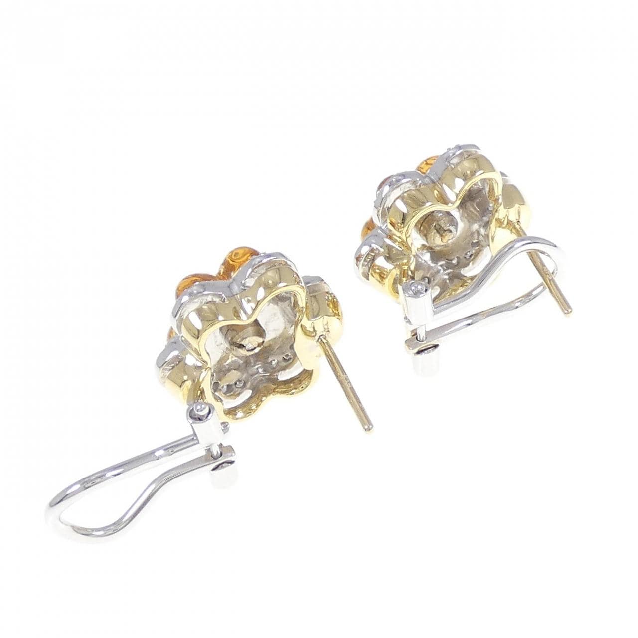 K18YG/K18WG Flower Citrine Earrings
