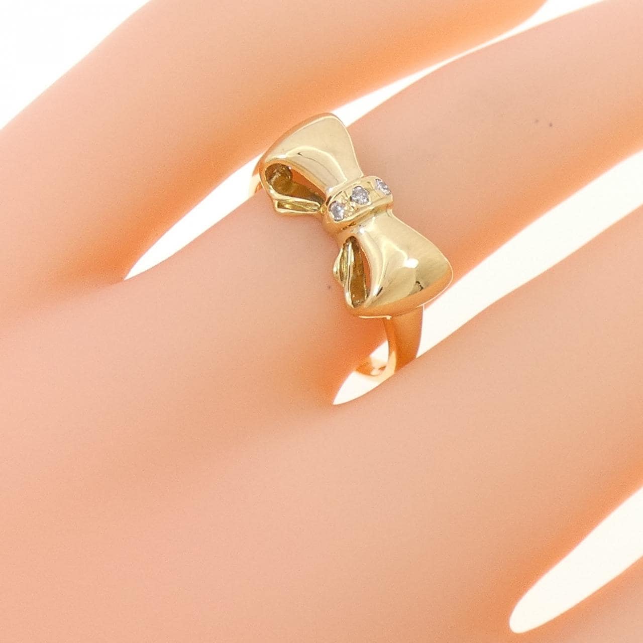 K18YG 緞帶鑽石戒指 0.03CT
