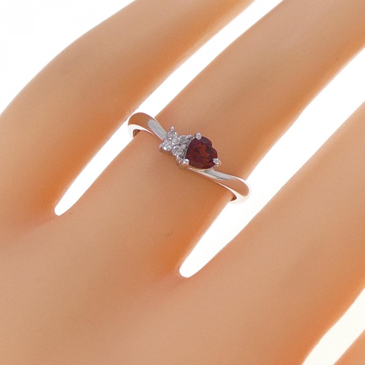 K14WG ハート ガーネット リング