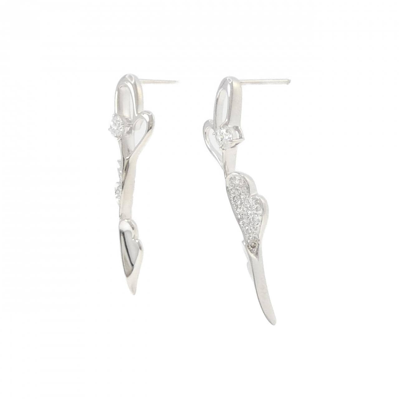 K18WG ハート ダイヤモンド ピアス 0.40CT