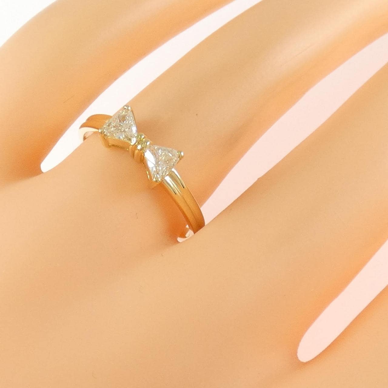 K18YG リボン ダイヤモンド リング 0.33CT