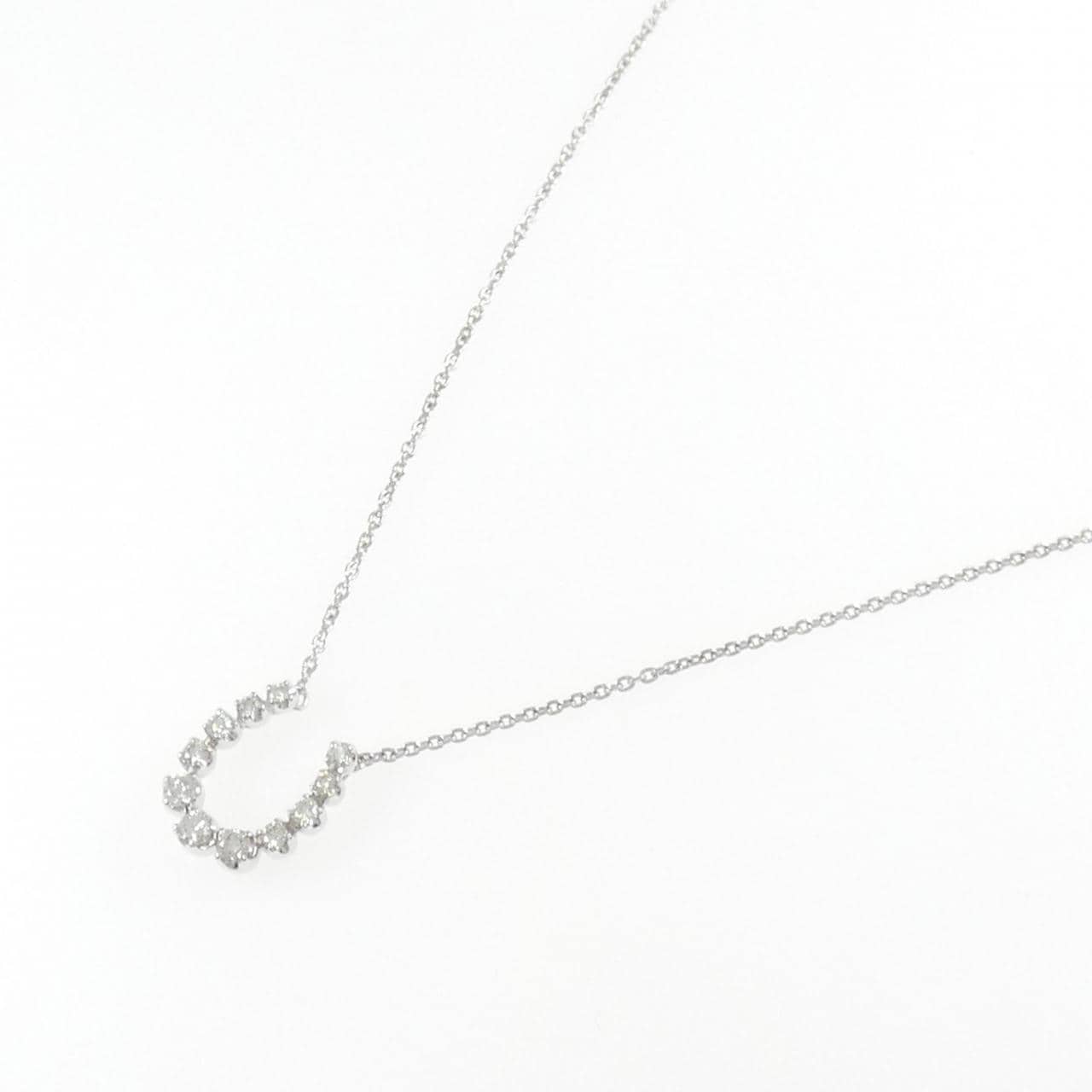 K18WG ホースシュー ダイヤモンド ネックレス 0.22CT