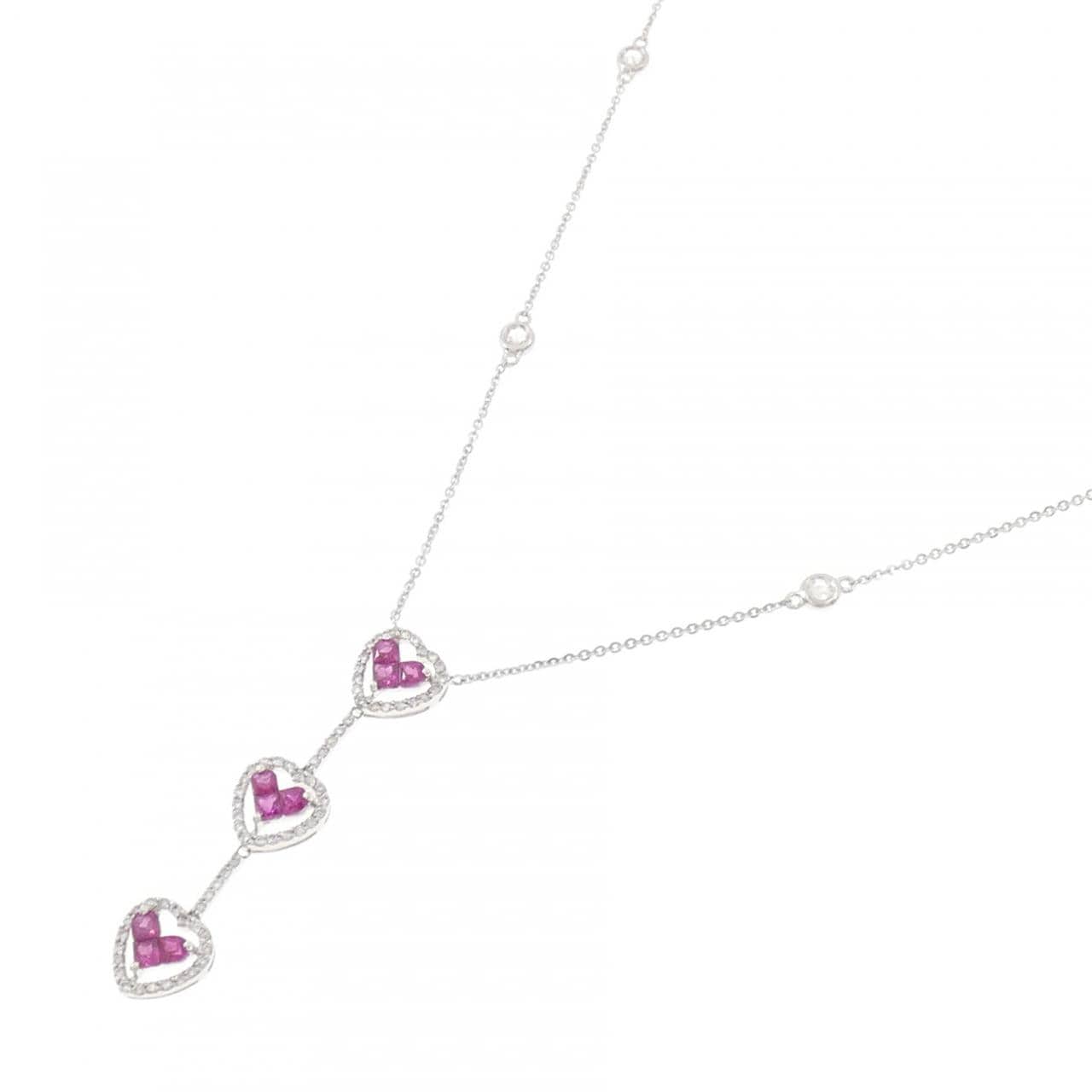 750WG ハート ルビー ネックレス 0.92CT