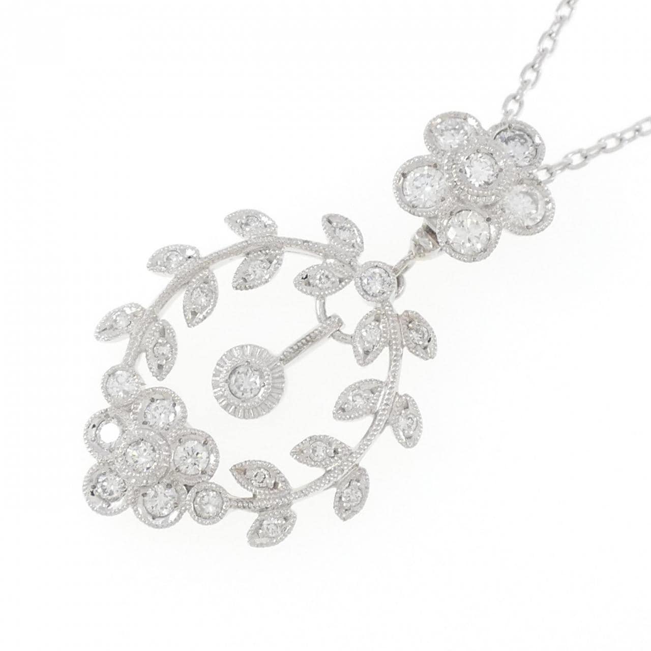 PT/K18WG Flower Diamond Necklace 0.56CT