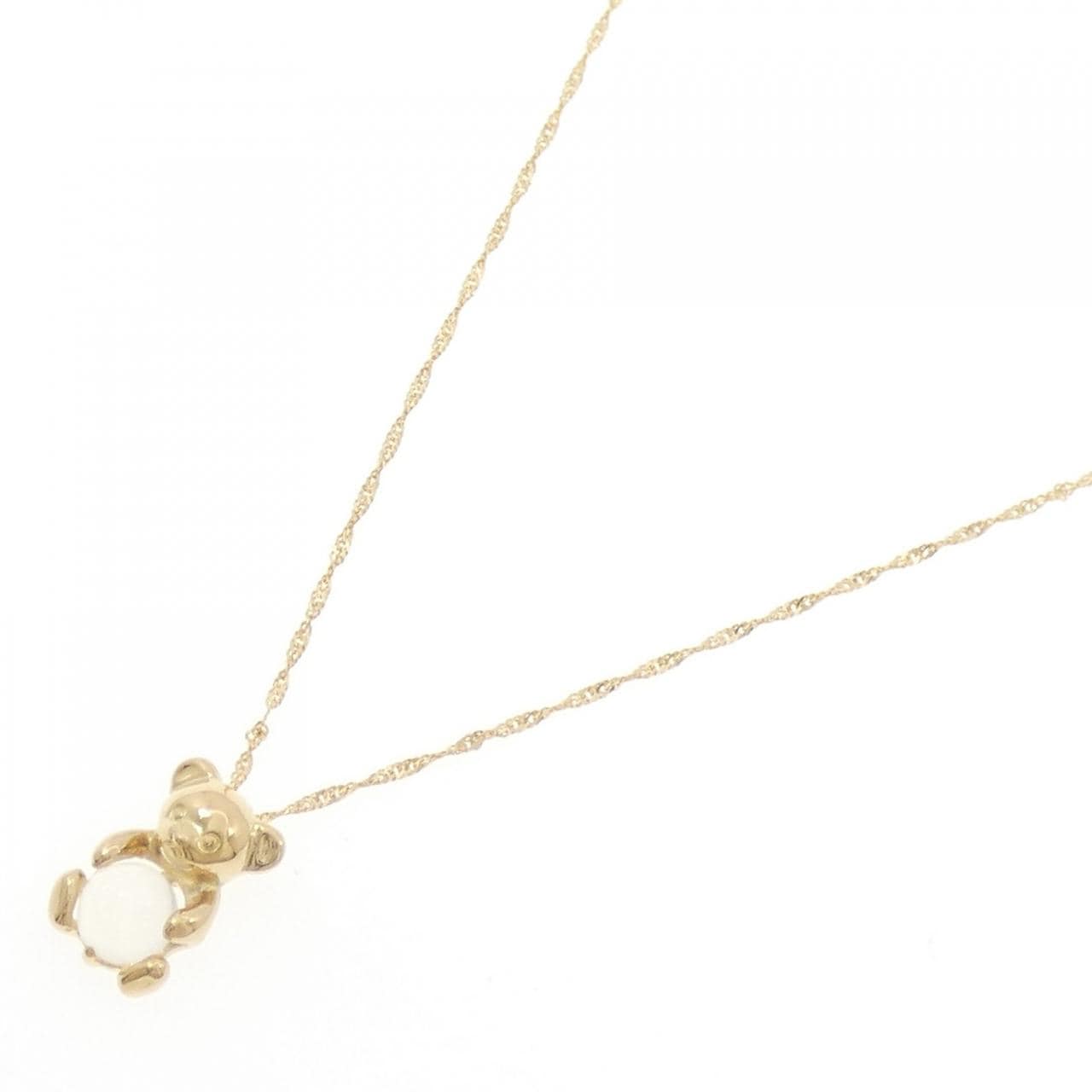 K18YG ベア ムーンストーン ネックレス