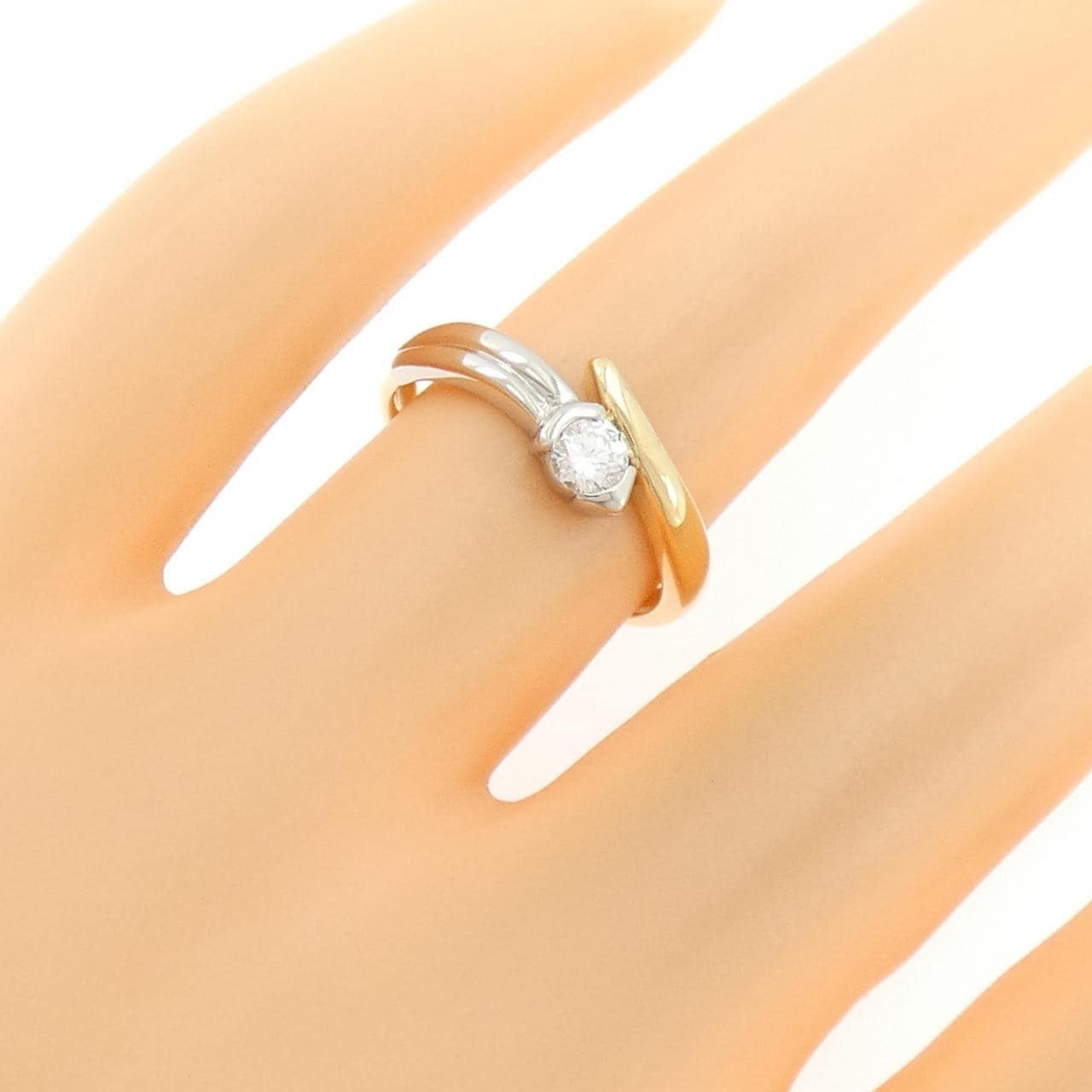 K18YG/PT900 ダイヤモンド リング 0.18CT