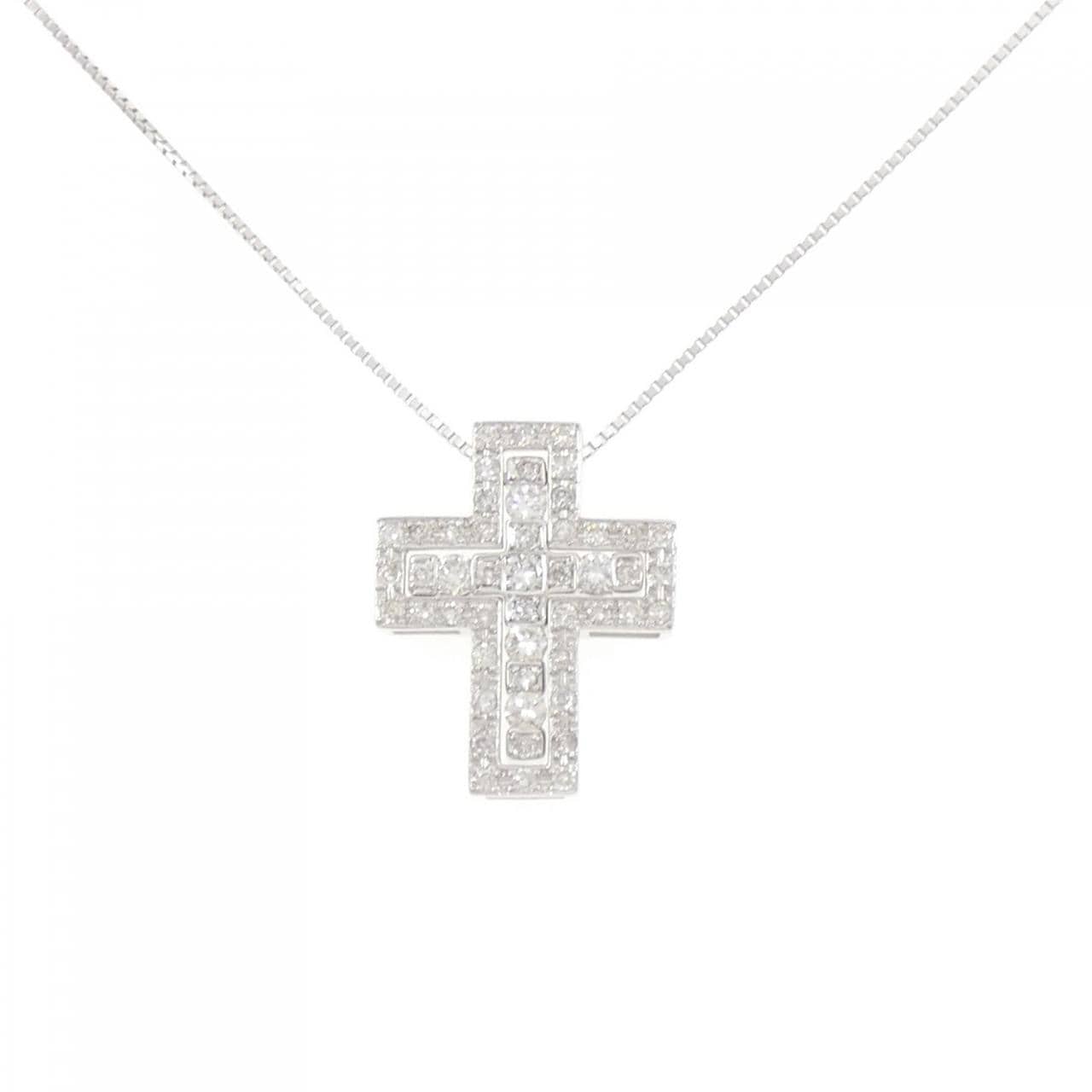 K18WG 2WAY クロス ダイヤモンド ネックレス 0.40CT