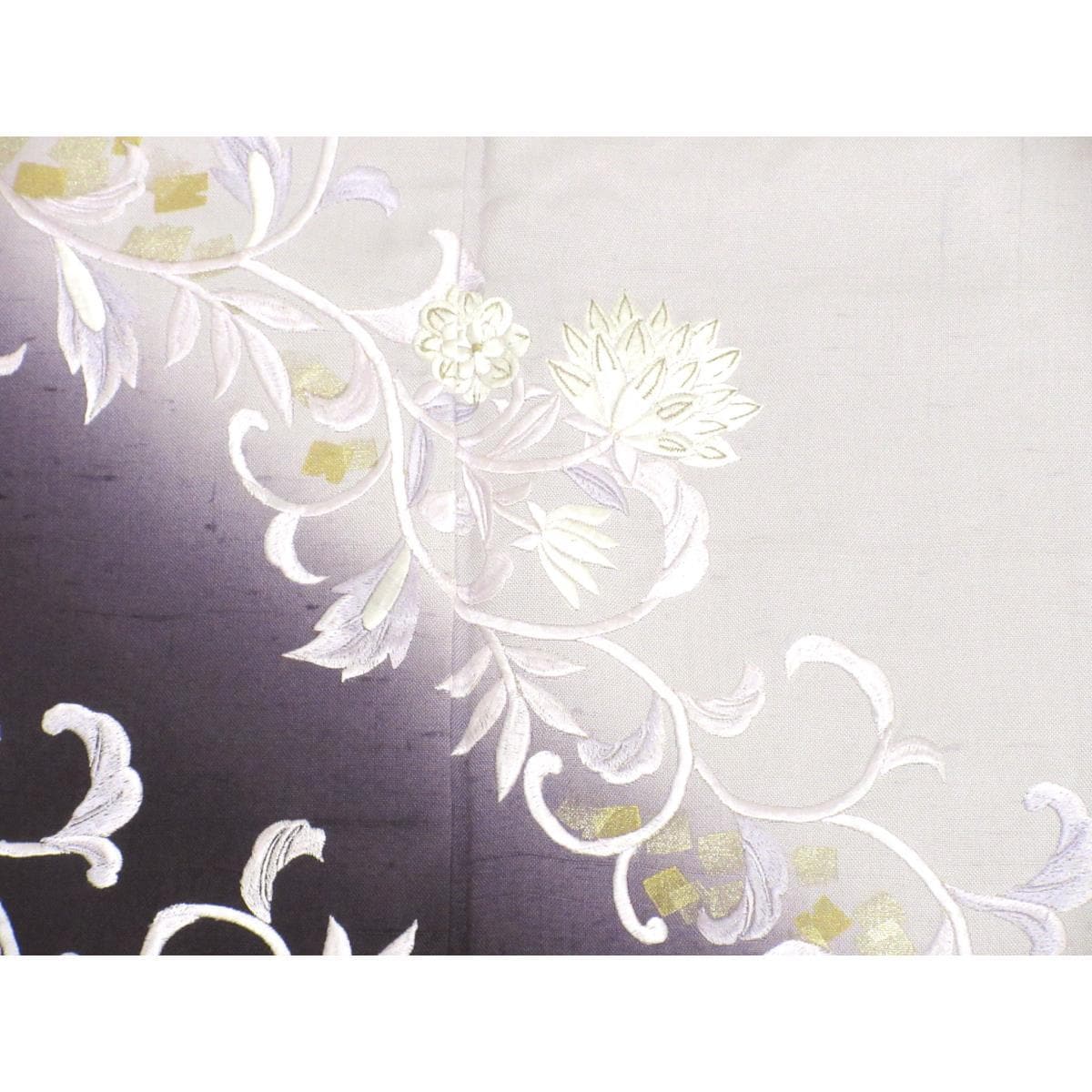 【未使用品】訪問着　紬織　ボカシ染刺繍加工　身幅３Ｌ寸