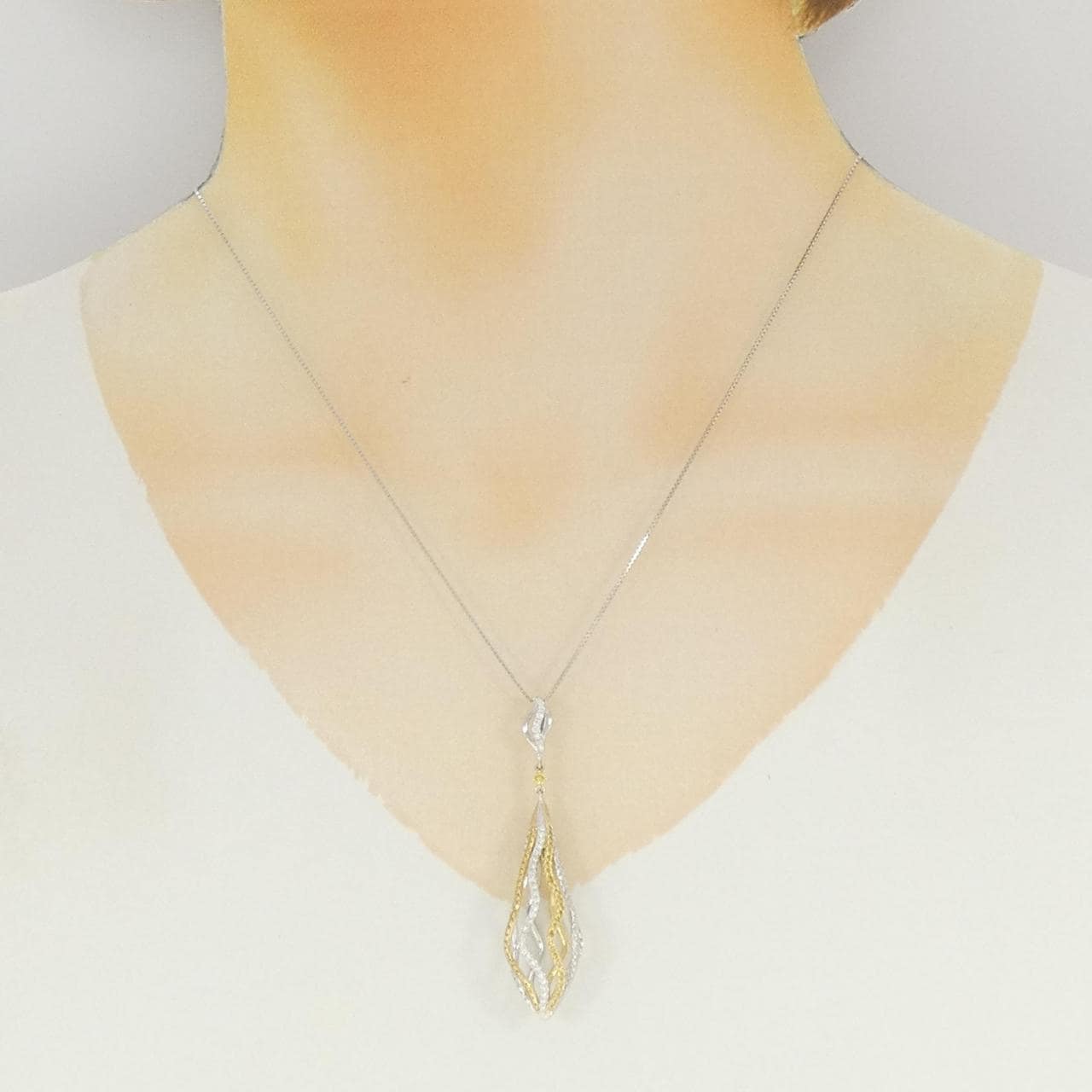 750WG/750YG/K18WG ダイヤモンド ネックレス 0.74CT