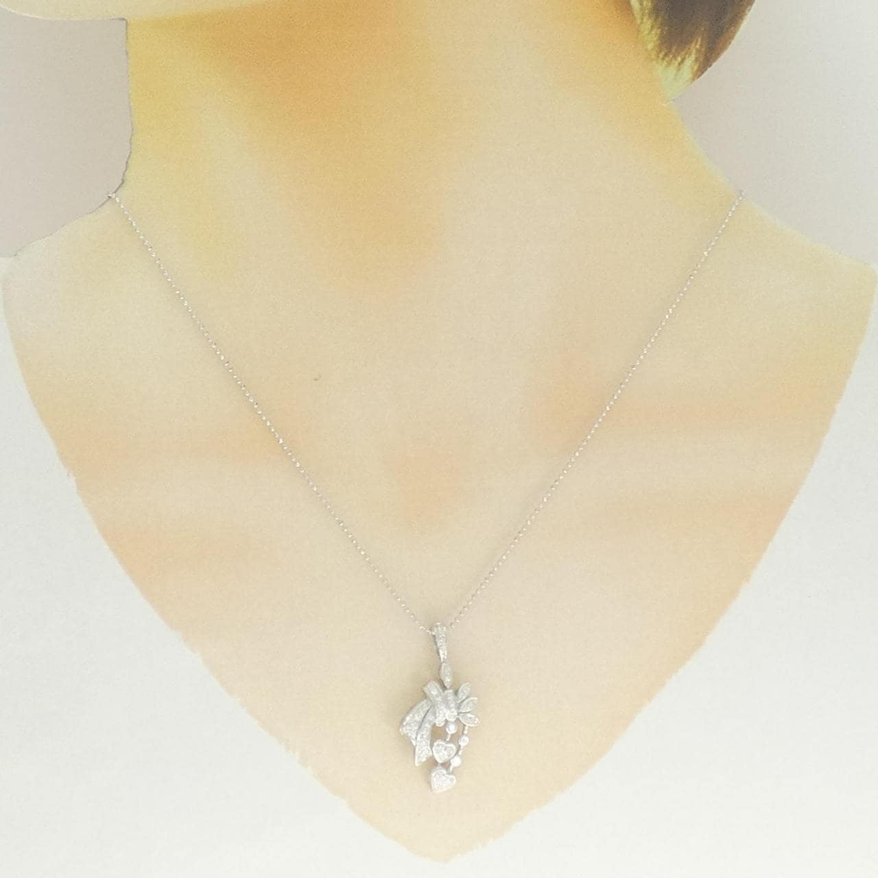750WG ハート ダイヤモンド ネックレス