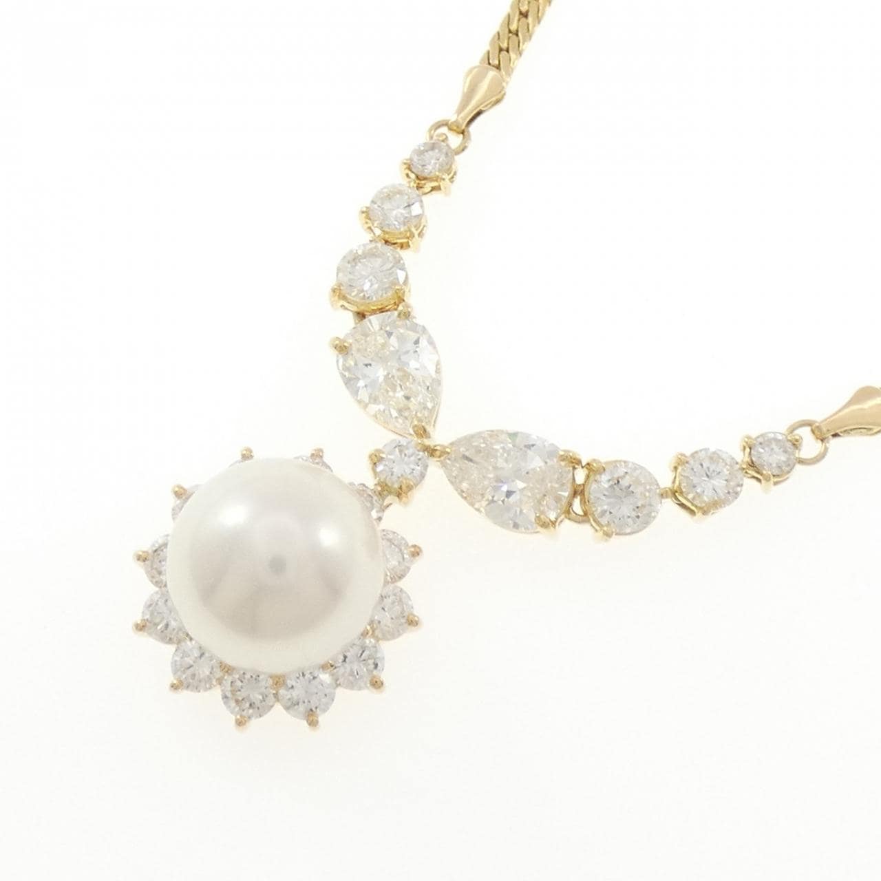 K18YG 白蝶パール ネックレス 10.4mm