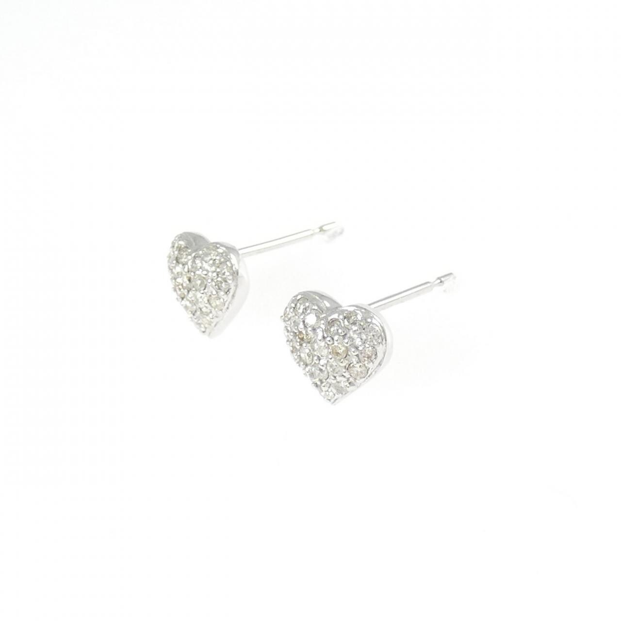 K18WG ハート ダイヤモンド ピアス 0.26CT