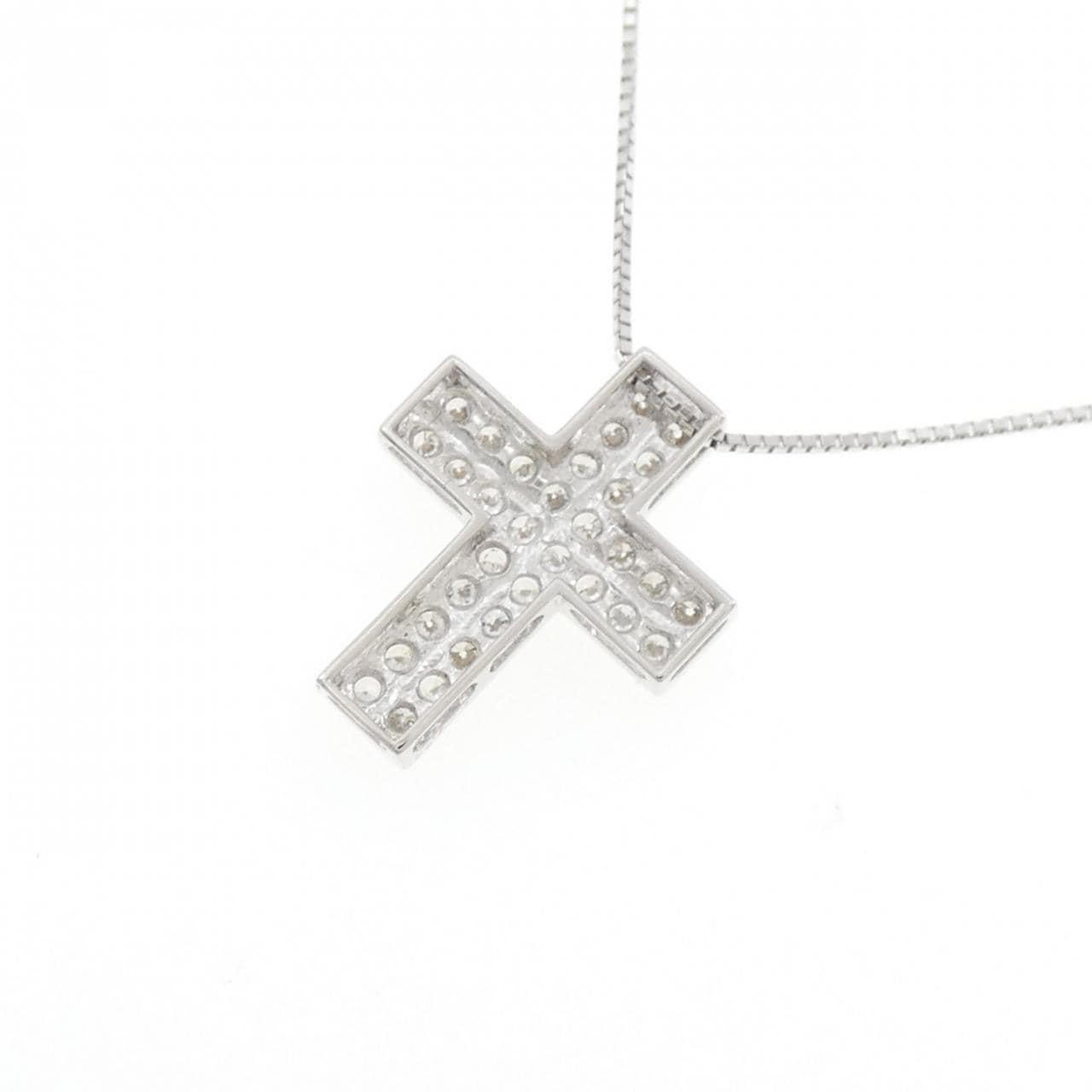 K18WG クロス ダイヤモンド ネックレス 0.60CT