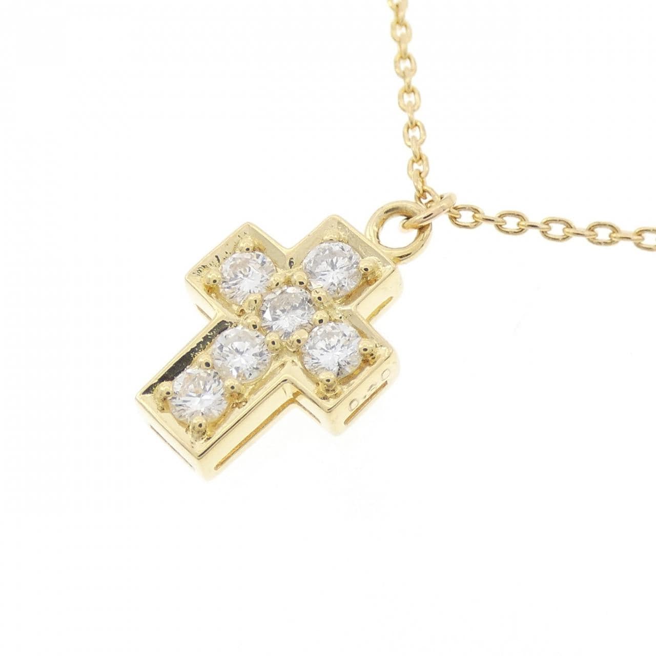 K18YG クロス ダイヤモンド ネックレス 0.30CT