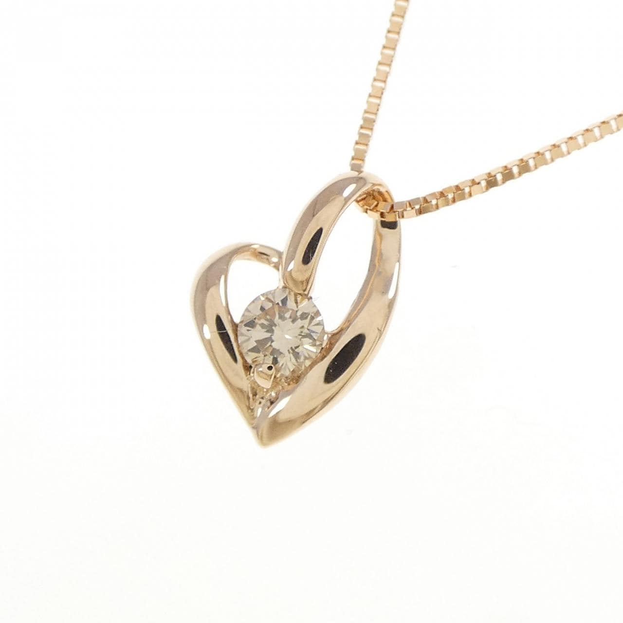 K18PG ハート ダイヤモンド ネックレス 0.10CT
