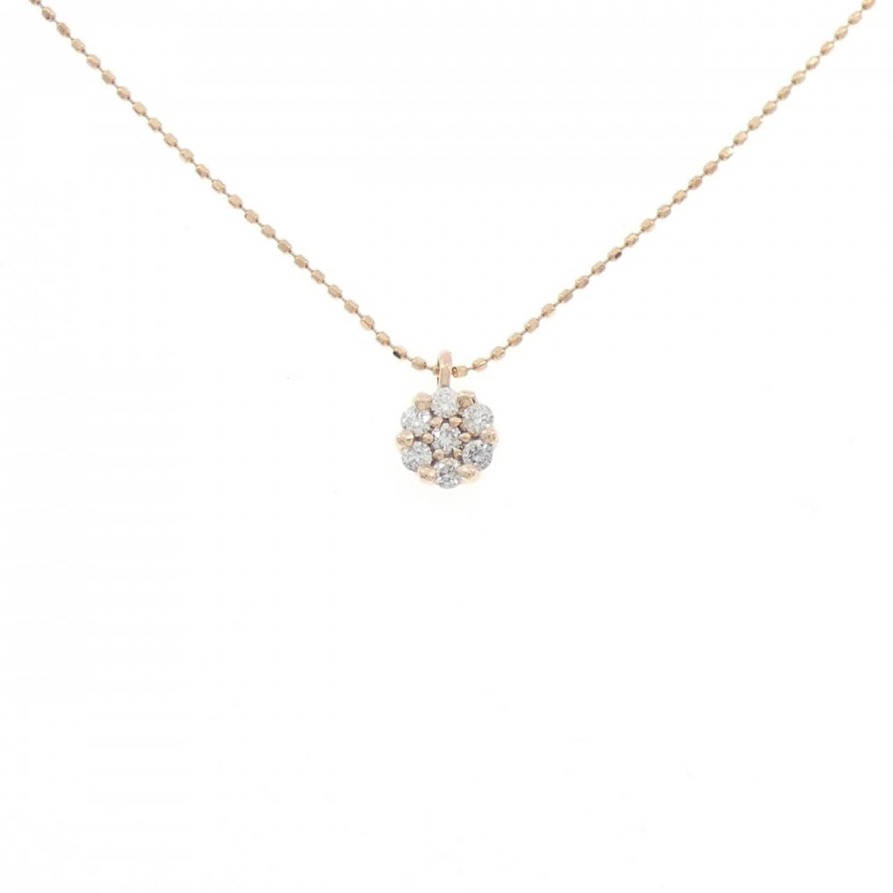 K10PG フラワー ダイヤモンド ネックレス 0.17CT