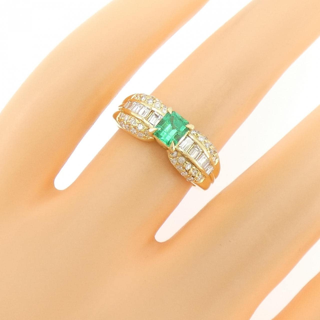 K18YG エメラルド リング 0.45CT