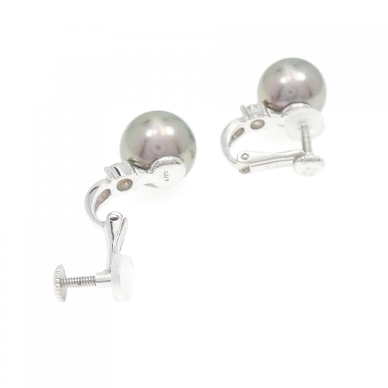 K18WG Black Pearl Earrings 9.6mm