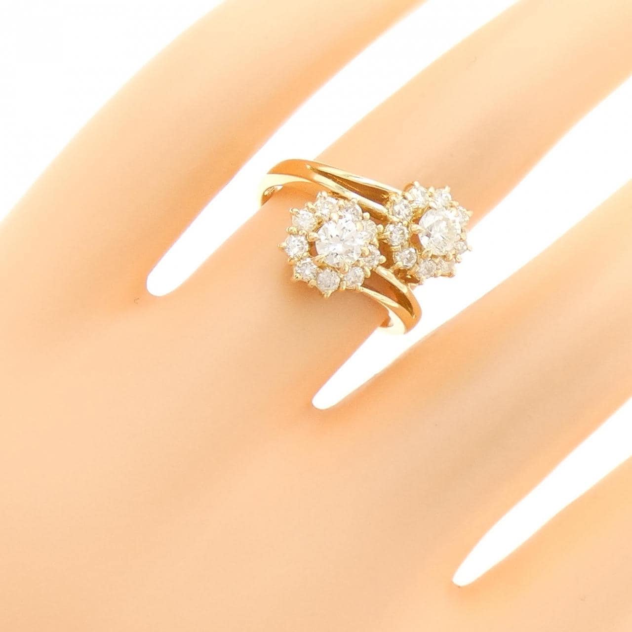 K18YG花朵钻石戒指1.05CT