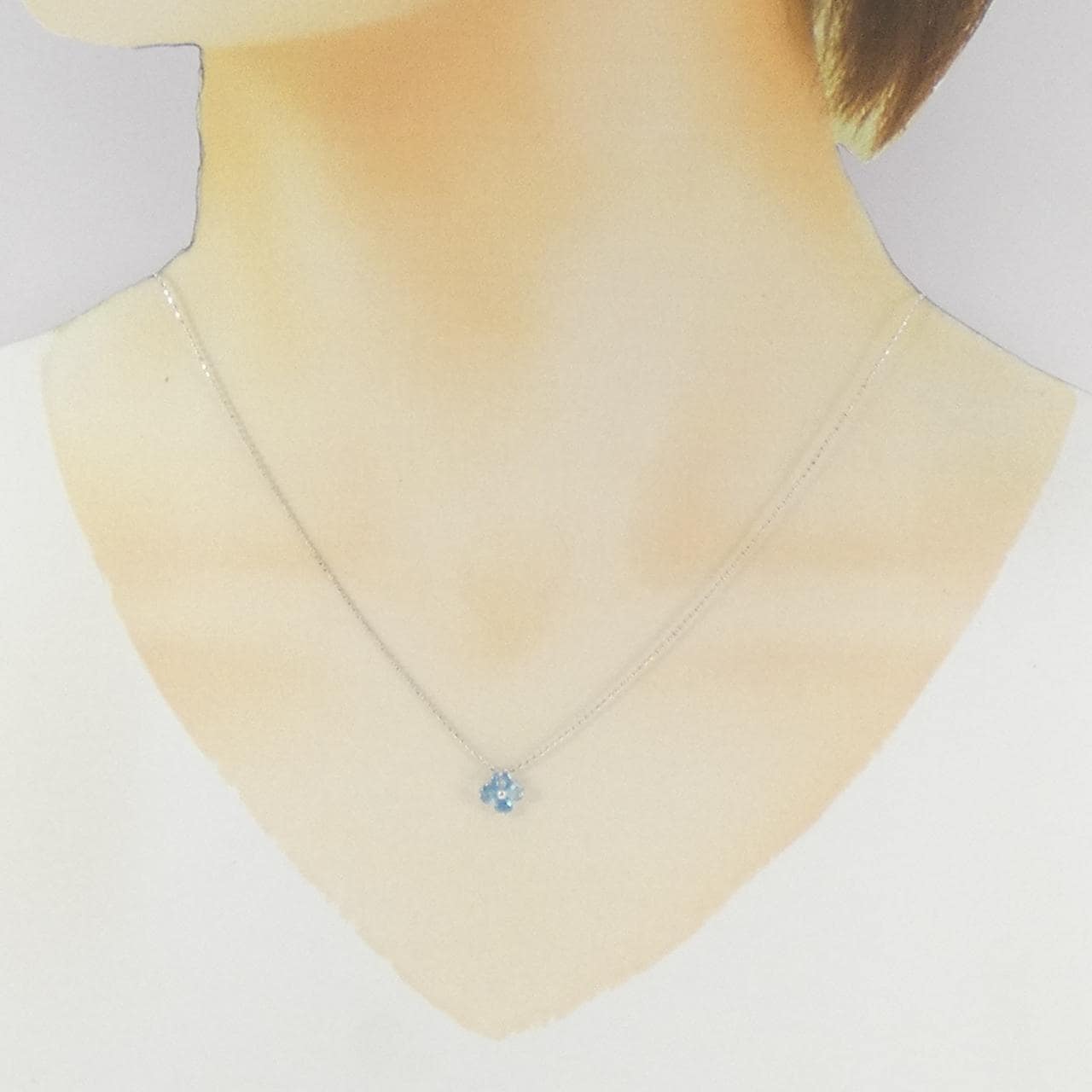 K14WG フラワー ブルートパーズ ネックレス